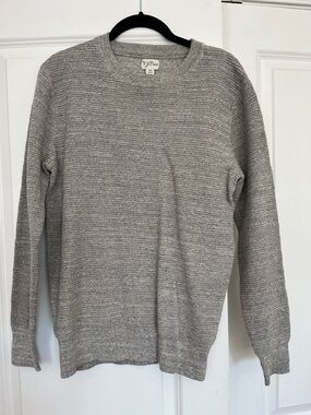 J. Crew Gray Waffle Knit Crewneck Sweater